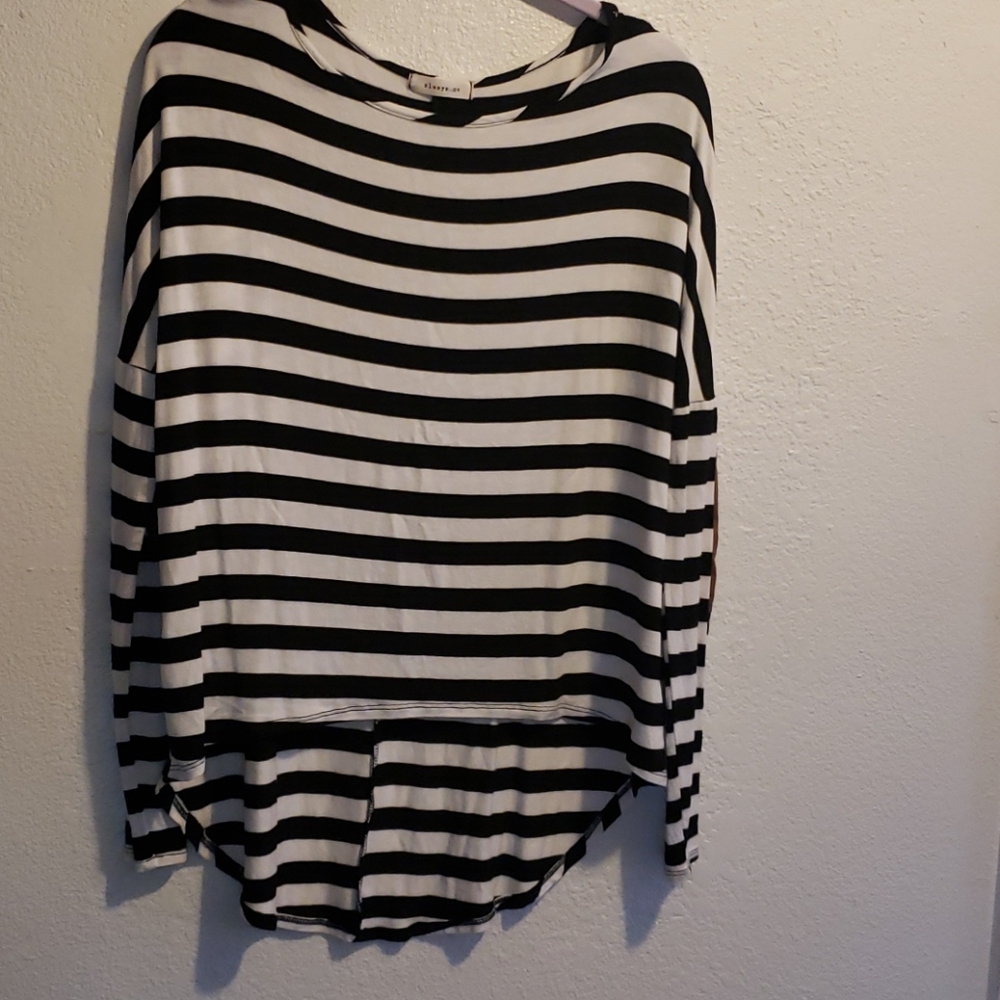 Always...me black and white stripped blouse